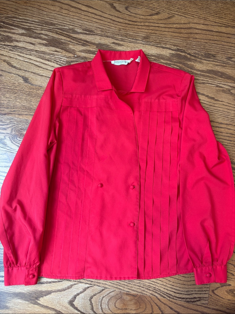 Josephine Red Pleated Front Women’s Shirt Sz 8 80s